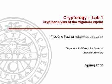 Cryptology -- Lab 1 - Cryptoanalysis of the Vigenere cipher