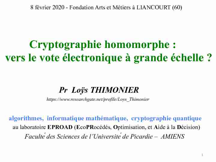 Cryptographie homomorphe : vers le vote électronique à grande