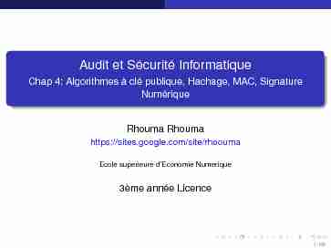 Audit et Sécurité Informatique - Chap 4: Algorithmes à clé publique