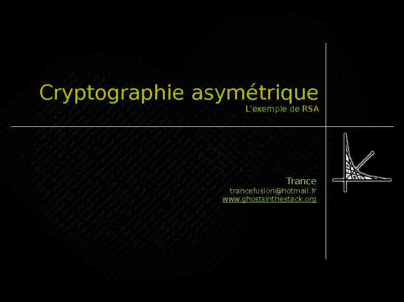 Cryptographie asymétrique - Lexemple de RSA