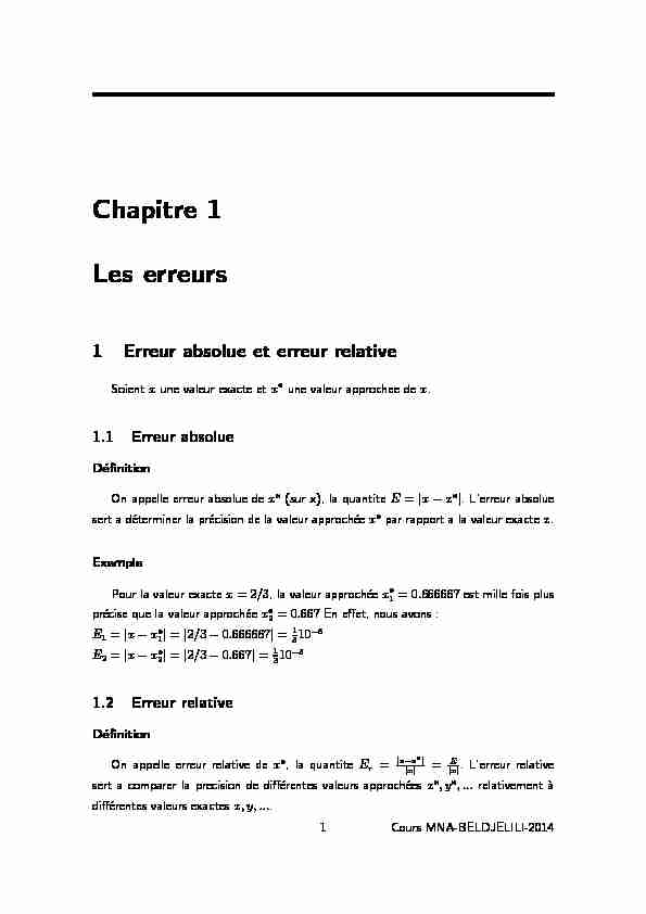[PDF] Chapitre 1 Les erreurs - beldjelili