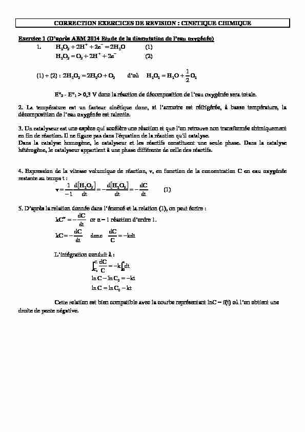 [PDF] correction exercices de revision : cinetique chimique - PC-STL