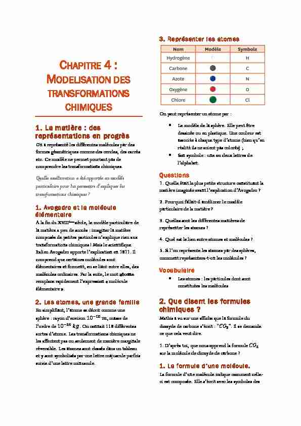 [PDF] MODELISATION DES TRANSFORMATIONS CHIMIQUES