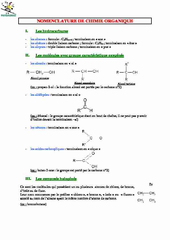 [PDF] Nomenclature chimie organique - Physagreg