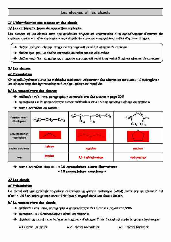 [PDF] Nomenclature des alcanes et alcools - Physique - Chimie
