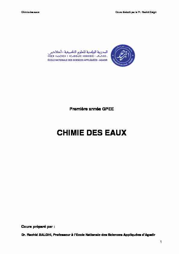 [PDF] CHAPITRE I : GENERALITES SUR LES EAUX - ENSA Agadir