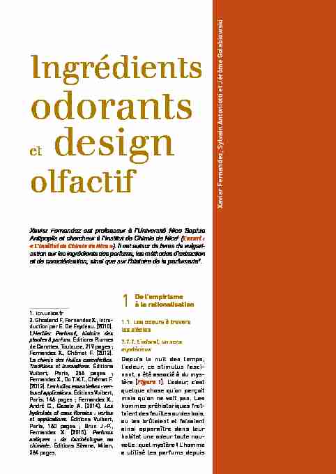 Ingrédients odorants et design olfactif