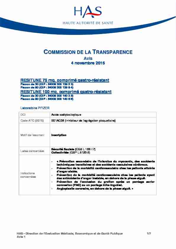 COMMISSION DE LA TRANSPARENCE