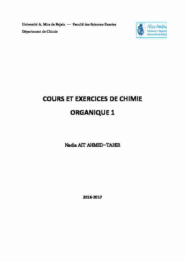 [PDF] COURS ET EXERCICES DE CHIMIE ORGANIQUE 1 - E - Learning