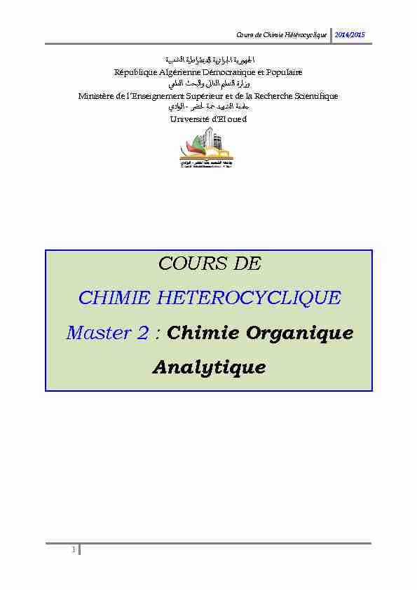 Cours de Chimie Hétérocyclique 2014/2015