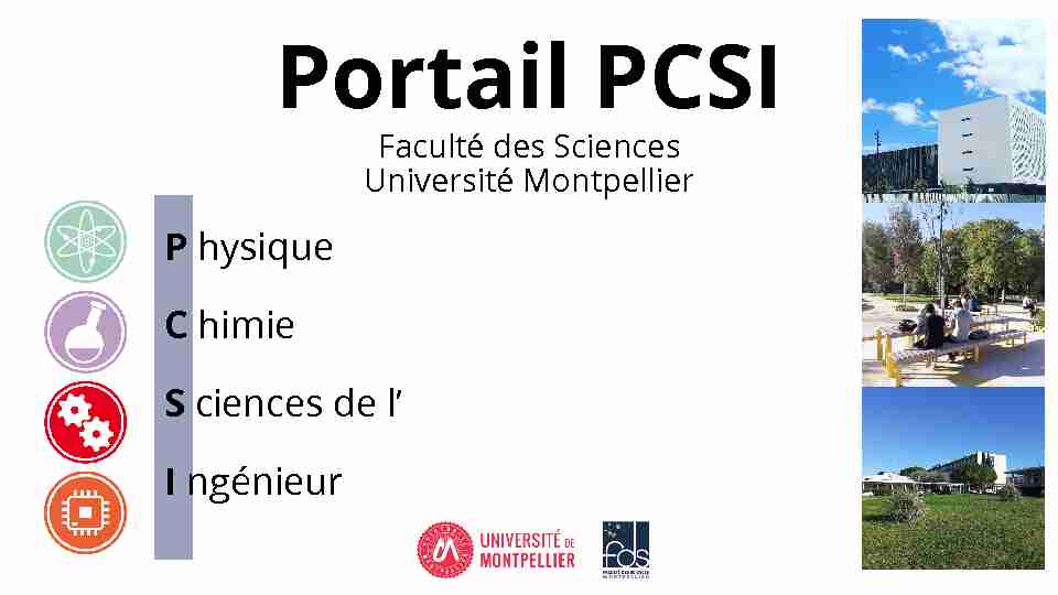 Portail PCSI Faculté des Sciences - Université Montpellier