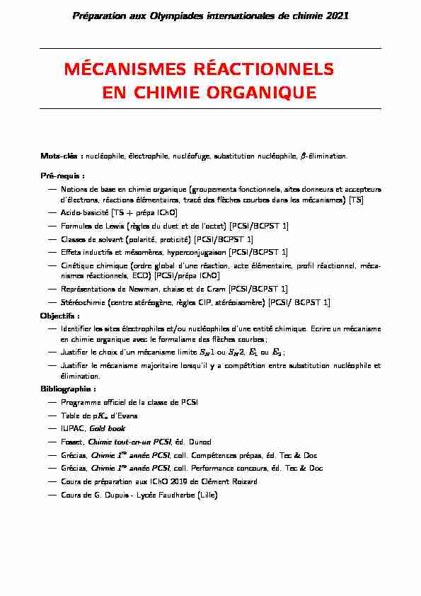 [PDF] MÉCANISMES RÉACTIONNELS EN CHIMIE ORGANIQUE