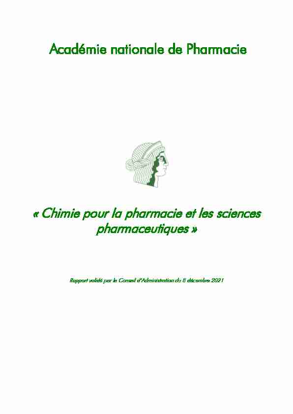 Chimie pour la pharmacie et les sciences pharmaceutiques