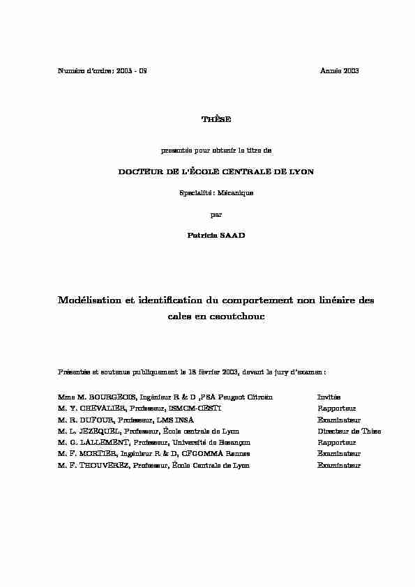 [PDF] Modélisation et identification du comportement non linéaire des