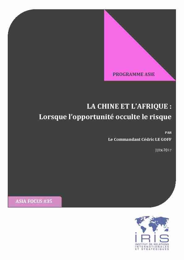 [PDF] LA CHINE ET LAFRIQUE - Institut de Relations Internationales et