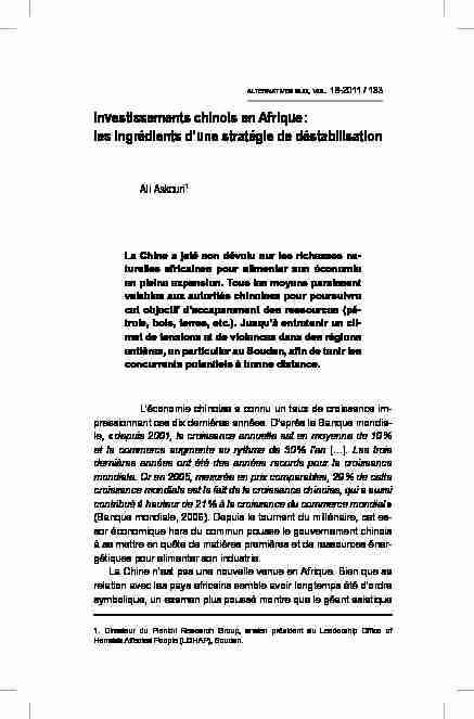 [PDF] Investissements chinois en Afrique : les ingrédients dune stratégie