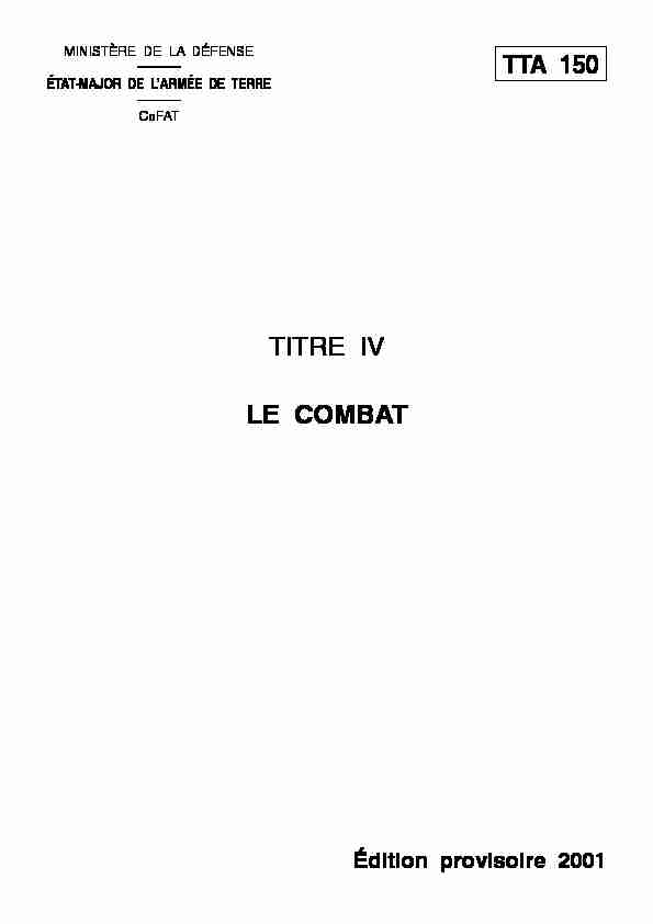 [PDF] TTA 150 TITRE IV LE COMBAT