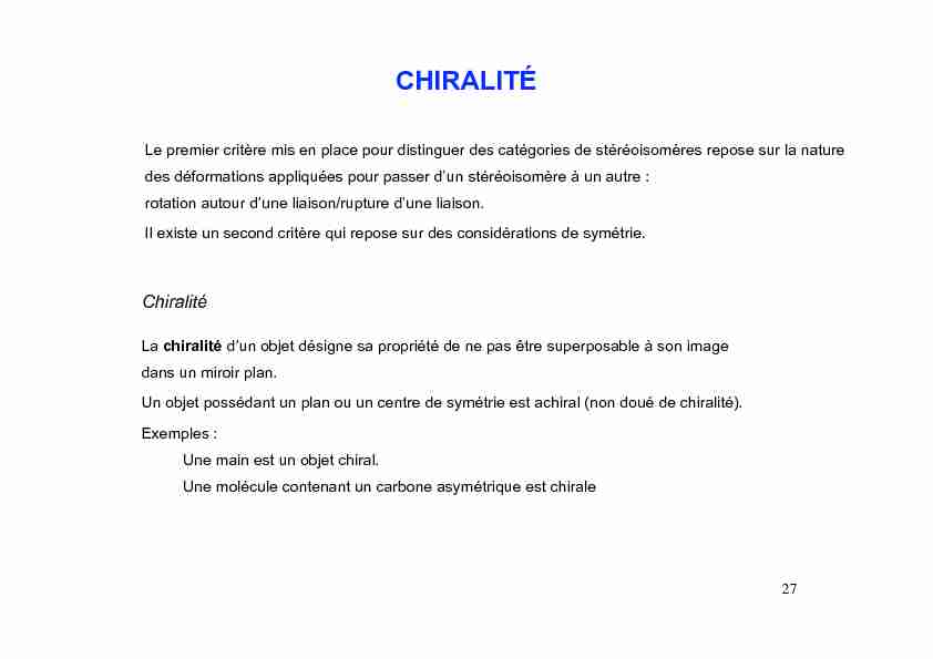 [PDF] CHIRALITÉ - Chimie Physique