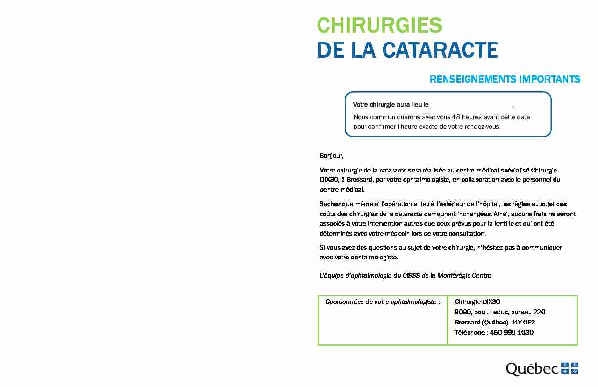 [PDF] CHIRURGIES DE LA CATARACTE