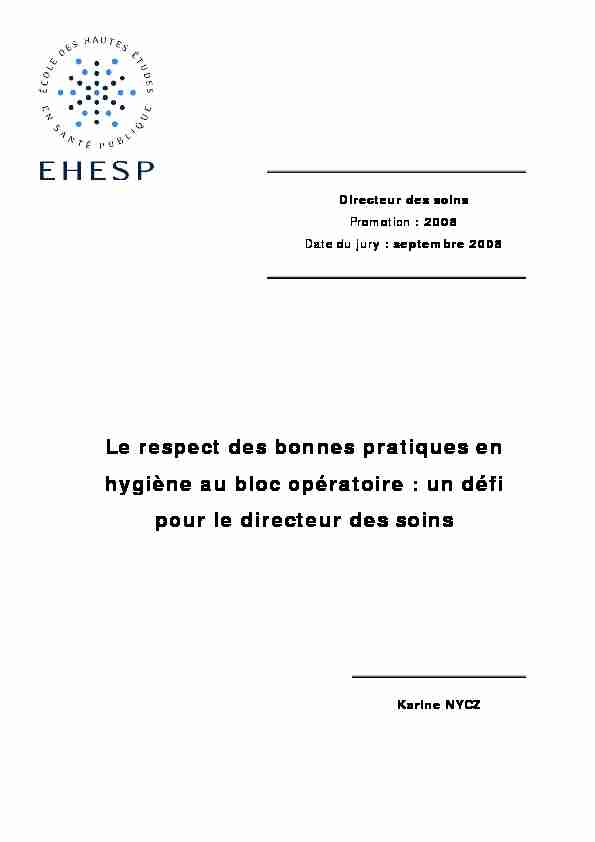 [PDF] Le respect des bonnes pratiques en hygiène au bloc opératoire