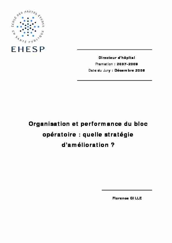 Organisation et performance du bloc opératoire : quelle stratégie d