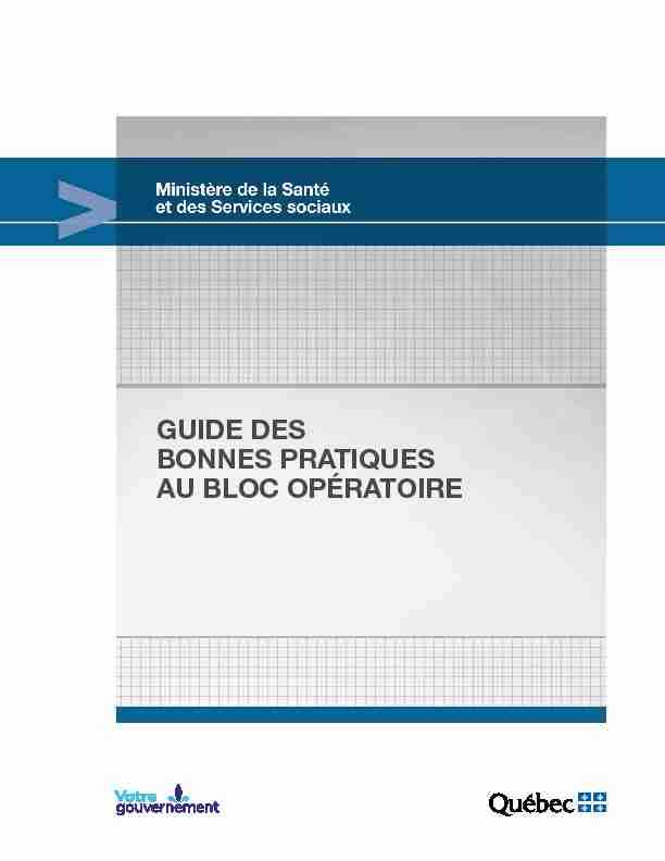 [PDF] Guide des bonnes pratiques au bloc opératoire