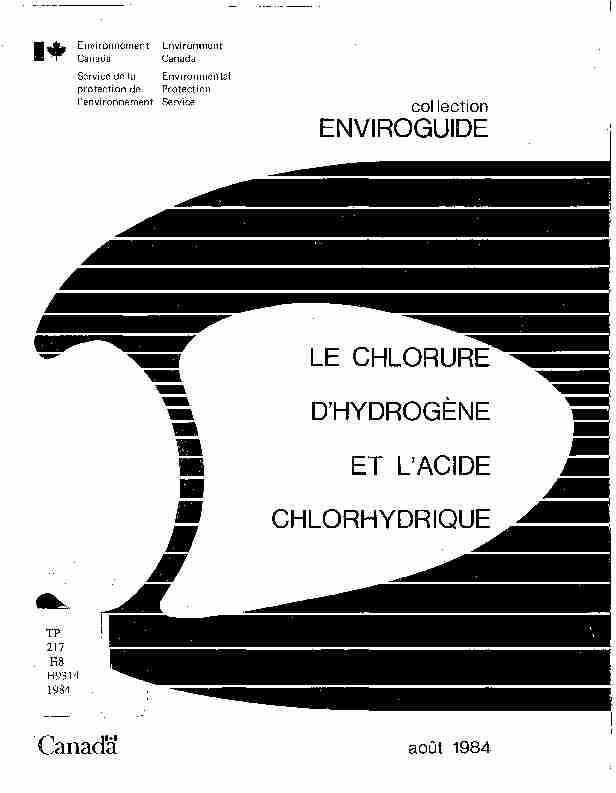 [PDF] ENVIROGUIDE LE CHLORURE DHYDROGENE ET LACIDE