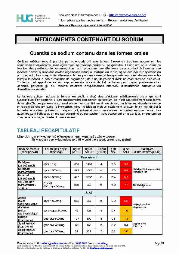 [PDF] MEDICAMENTS CONTENANT DU SODIUM - Pharmacie des HUG