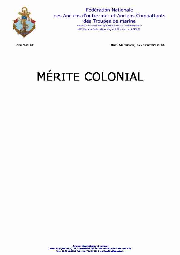 [PDF] MÉRITE COLONIAL - RICM