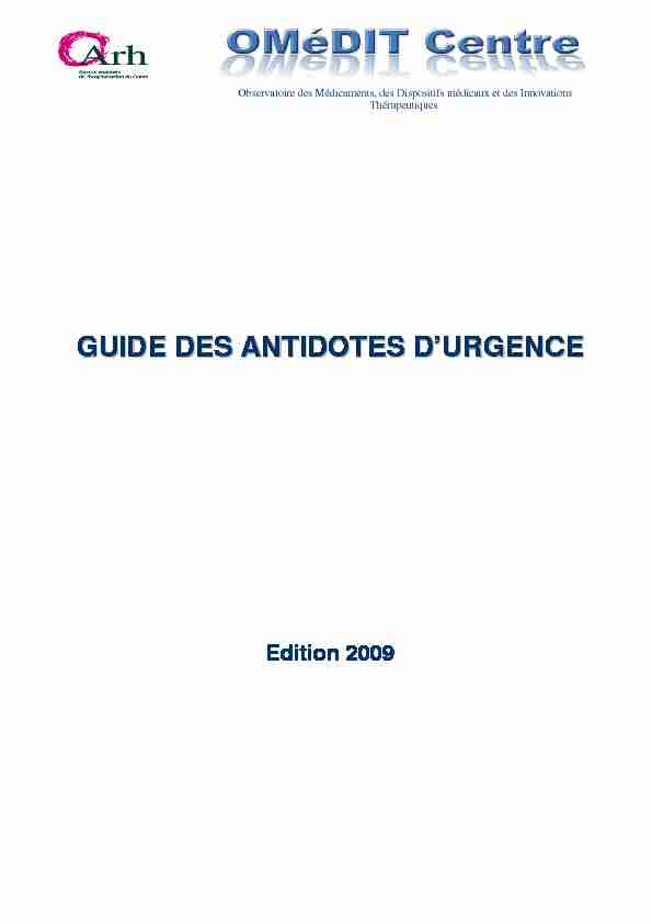 GUIDE DES ANTIDOTES DURGENCE