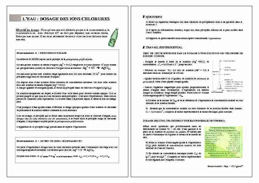 [PDF] LEAU : DOSAGE DES IONS CHLORURES ! - fredpeurierecom