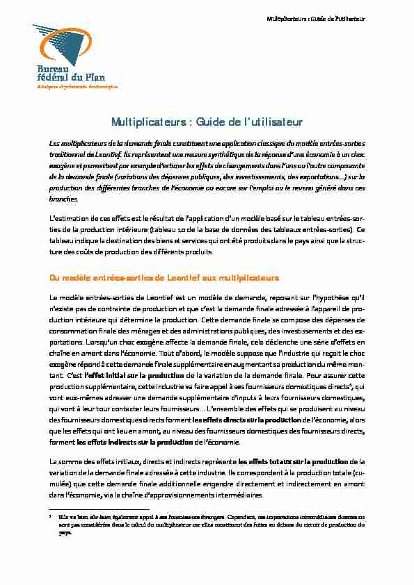 Multiplicateurs : Guide de lutilisateur