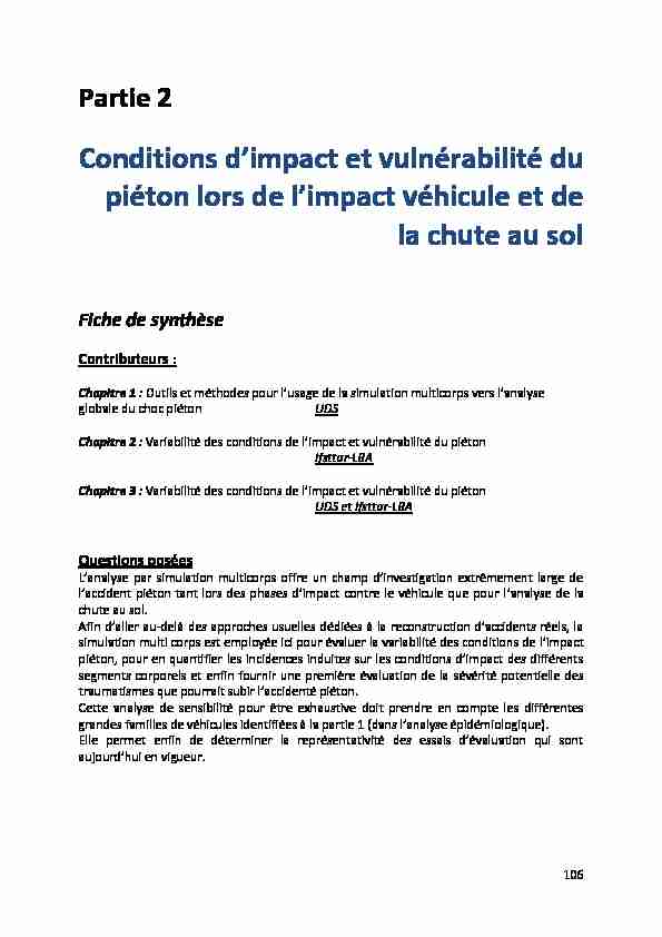 [PDF] Partie 2 - Conditions dimpact et vulnérabilité du piéton lors de l