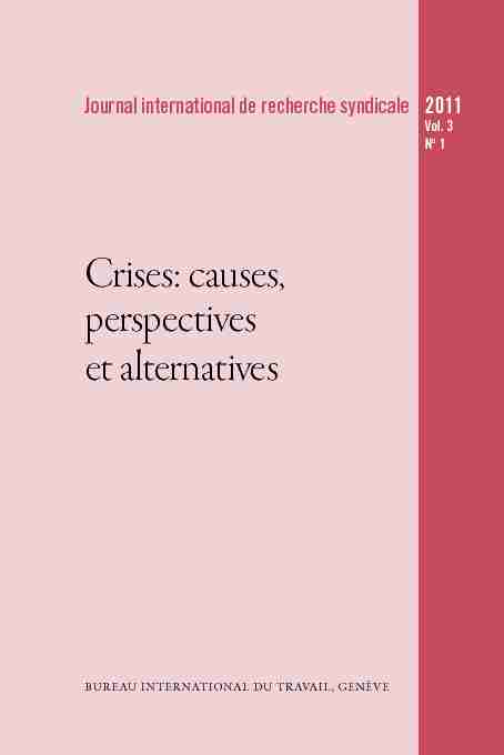 Crises: causes perspectives et alternatives