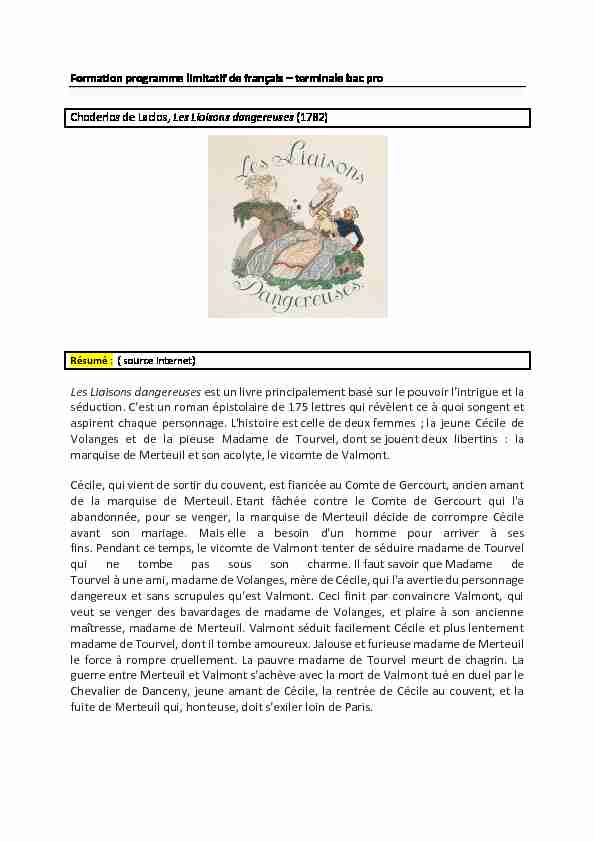 [PDF] Les Liaisons dangereuses (1782) - Lettres Histoire Géographie