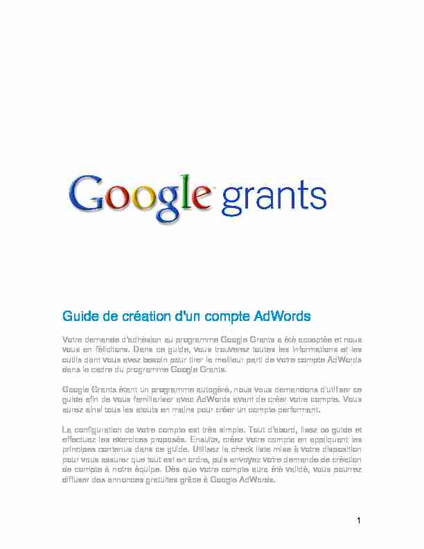[PDF] Guide de création dun compte AdWords - Google