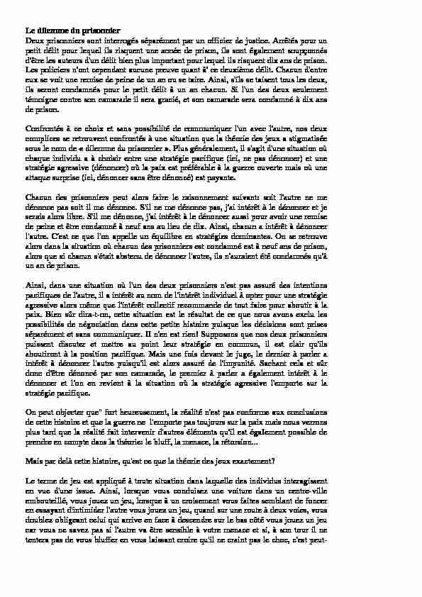[PDF] dilemme du prisonnier - Ceremade