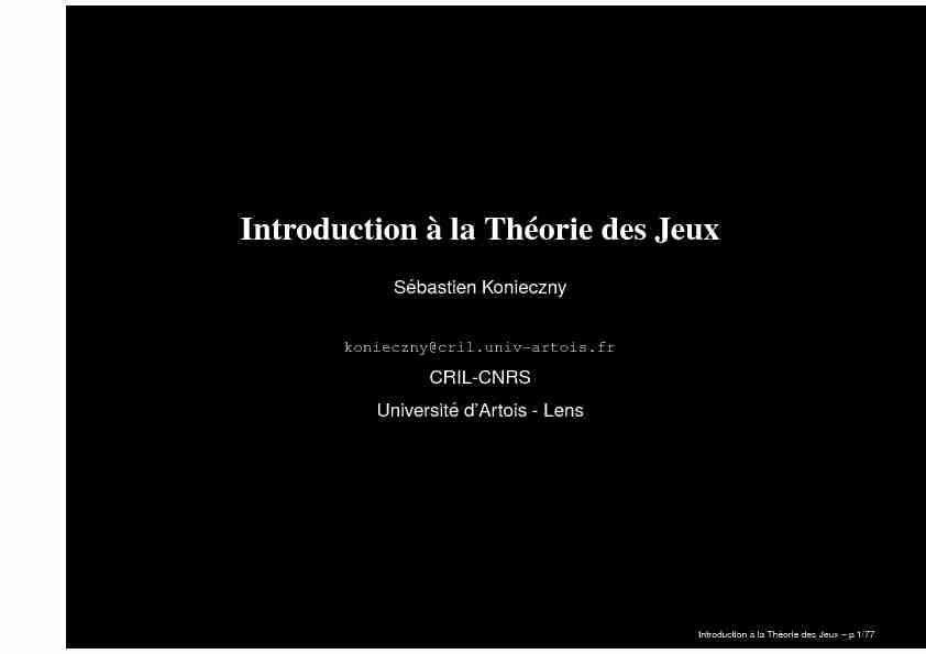[PDF] Introduction à la théorie des jeux Théorie - Applications - Problèmes