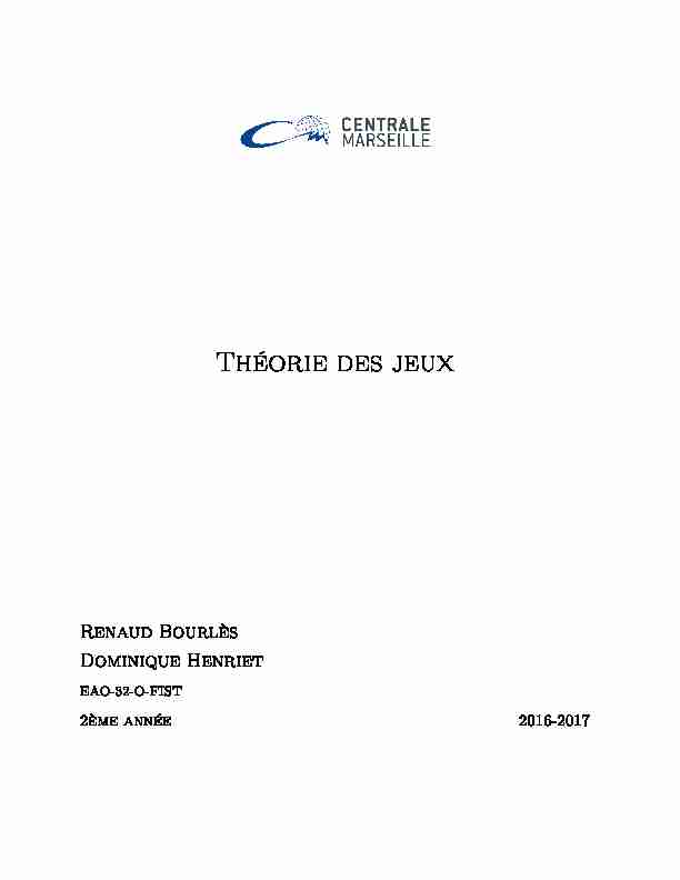 Théorie des jeux - Renaud Bourles