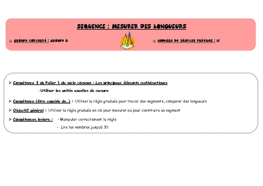 [PDF] SEQUENCE : MESURER DES LONGUEURS - Eklablog