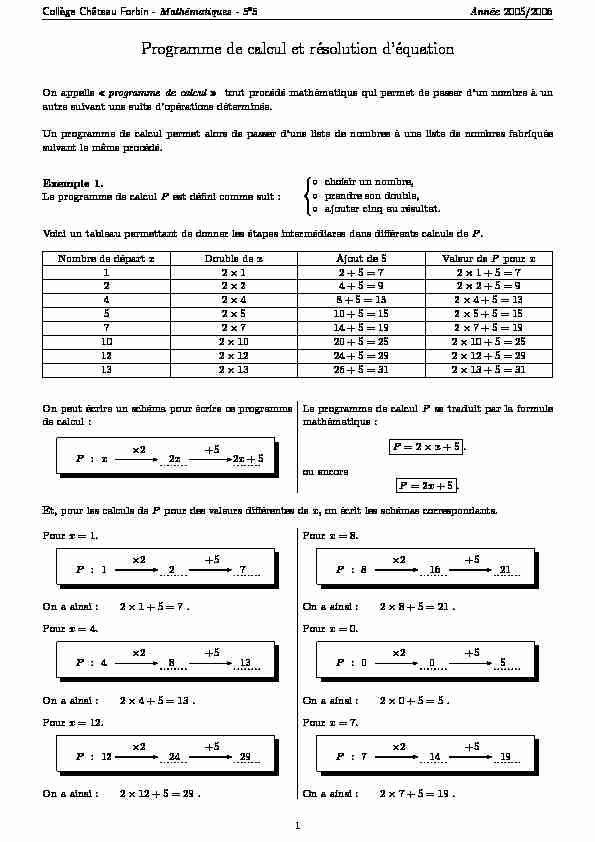 [PDF] Programme de calcul et résolution déquation