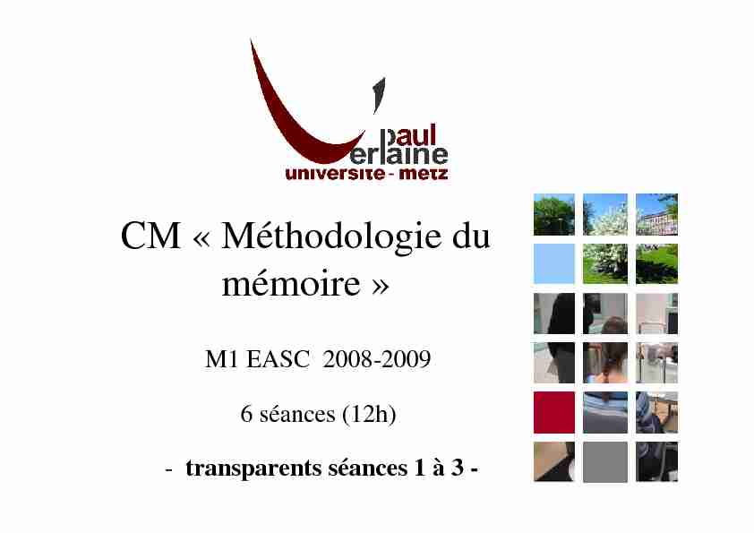 [PDF] CM « Méthodologie du mémoire »