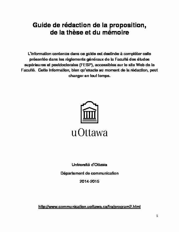 [PDF] Guide de rédaction de la proposition de la thèse et du mémoire