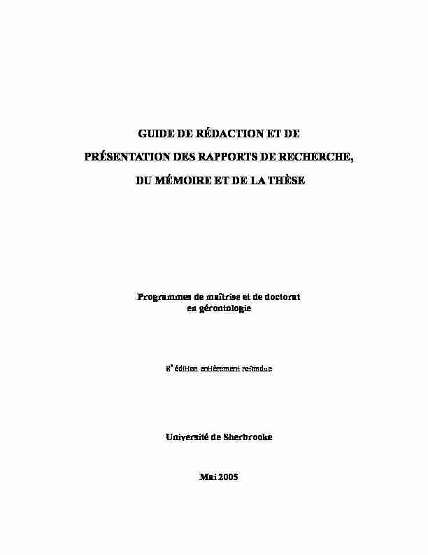 [PDF] GUIDE DE RÉDACTION ET DE PRÉSENTATION DES RAPPORTS