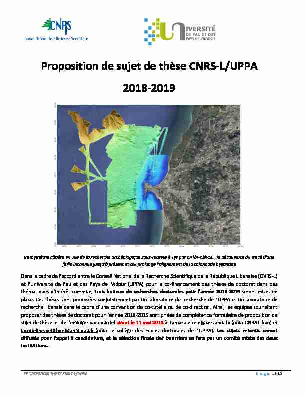 Proposition de sujet de thèse CNRS-L/UPPA 2018-2019
