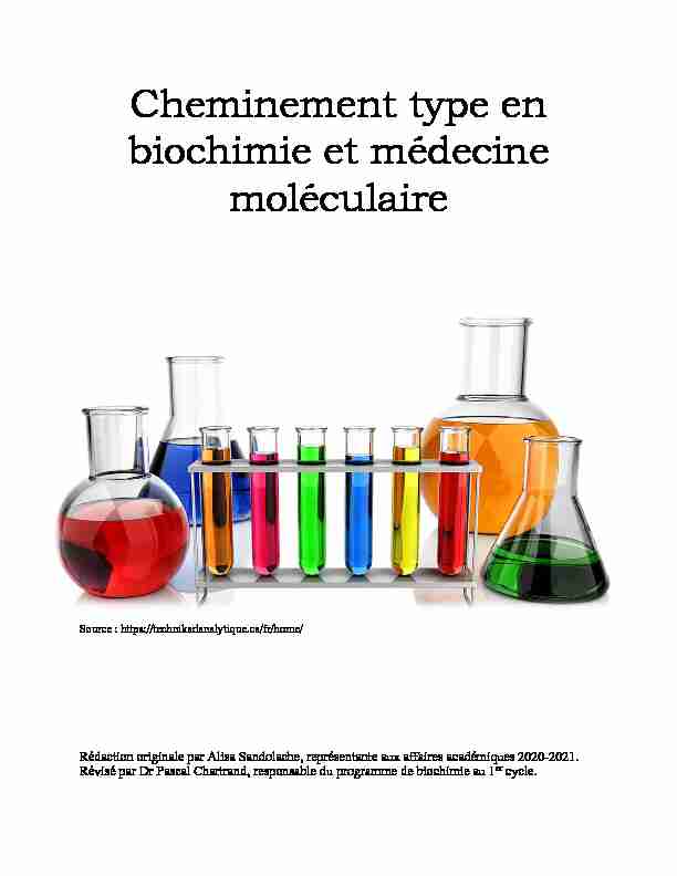 Cheminement type en biochimie et médecine moléculaire