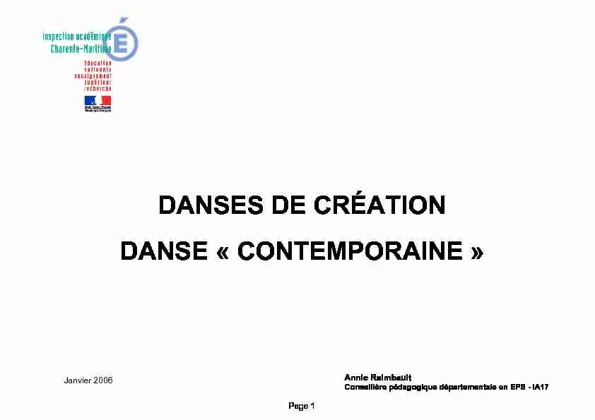 [PDF] Danse de création - Danse contemporaine