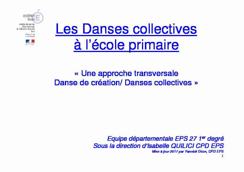 Les Danses collectives à lécole primaire - EPS 27
