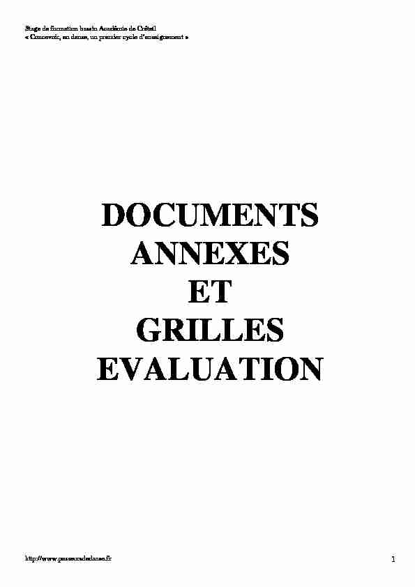 [PDF] DOCUMENTS ANNEXES ET GRILLES EVALUATION - Passeurs de