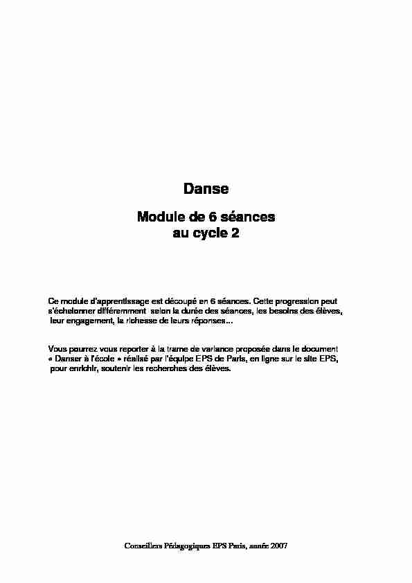 fiches danse cycle 2